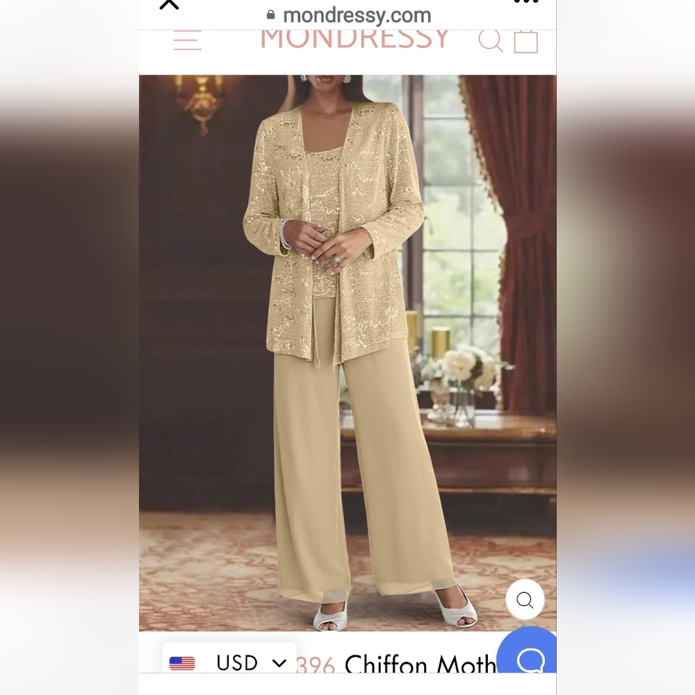 2 size 8 Mondressy pantsuits,  NWT one is taupe, other is champagne
